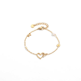 White Pearls & Connected Hearts  - Bracelet