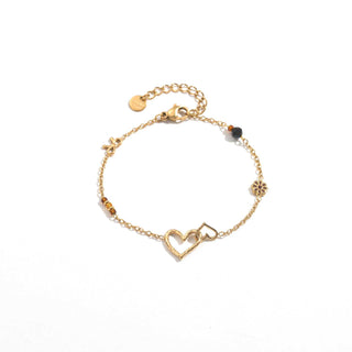 Brown Pearls & Connected Hearts  - Bracelet