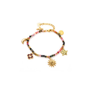 Pearly Rainbow & Golden Charms - Bracelet