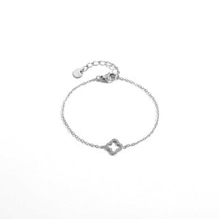 Open Silver Diamond Clover - Bracelet