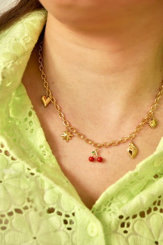 Cherry Heart Charms - Necklace
