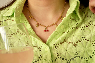 Cherry Heart Charms - Necklace