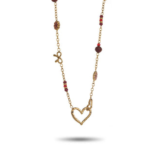 Brown Pearls & Connected Hearts - Necklace