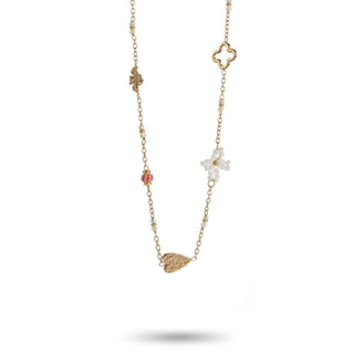 White Bow & Golden Charms - Necklace