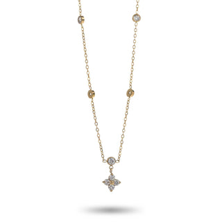 Diamond Flower Clover - Necklace