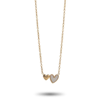 White Double Hearts - Necklace
