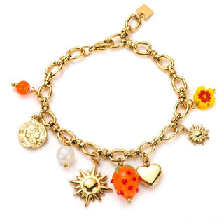 Orange Fruity Flower Charms - Bracelet