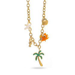 Palmtree Orange Crab Charms - Necklace