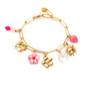 Load image into Gallery viewer, Pink Sunny Flower Charms - Bracelet
