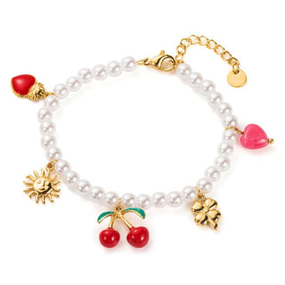Pearly Cherry Charms - Bracelet