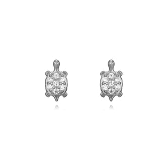 Silver Diamond Turtle - Earrings