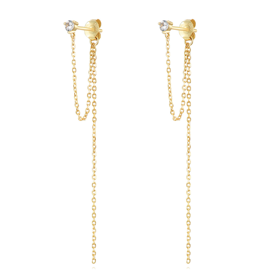 White Diamond Chain - Earrings