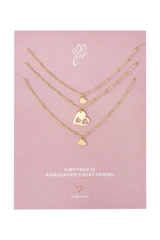 One Mother Daughter Hearts (Double Open Heart) - Necklace