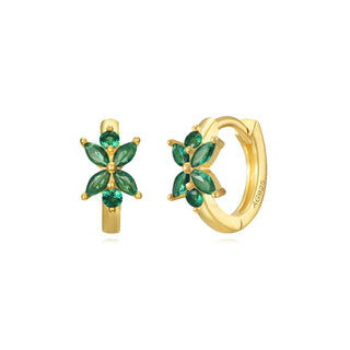 Green Strass Flower - Earrings
