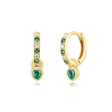 Load image into Gallery viewer, Green Cute Diamond Hearts - Earrings
