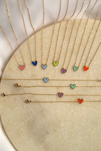 Summer Green Color Heart - Necklace