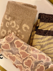 Beige Hearts - Socks