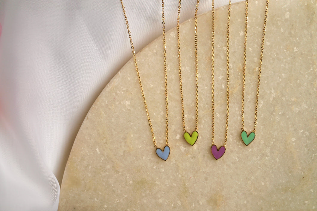 Lila Color Heart - Necklace