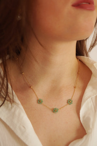 Green Summer Flowers - Necklace