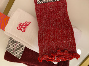 Long Ruffle Red Glitter - Socks