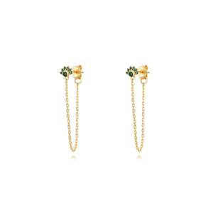 Long Green Lis Chains - Earrings