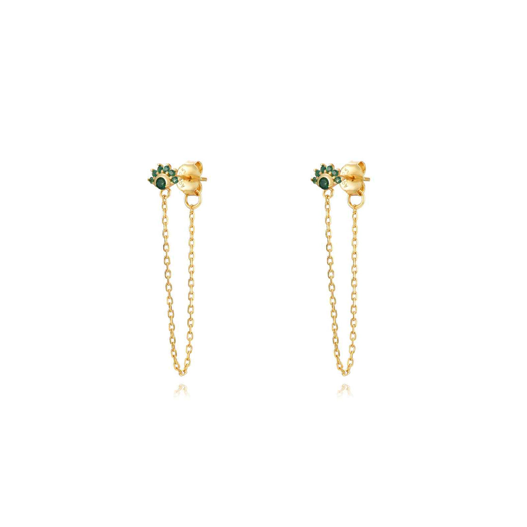 Long Green Lis Chains - Earrings