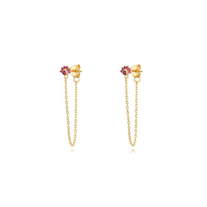 Long Pink Lis Chains - Earrings