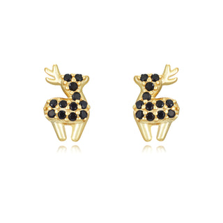 Black Diamond Reindeer - Earrings