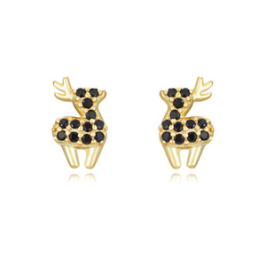 Black Diamond Reindeer - Earrings