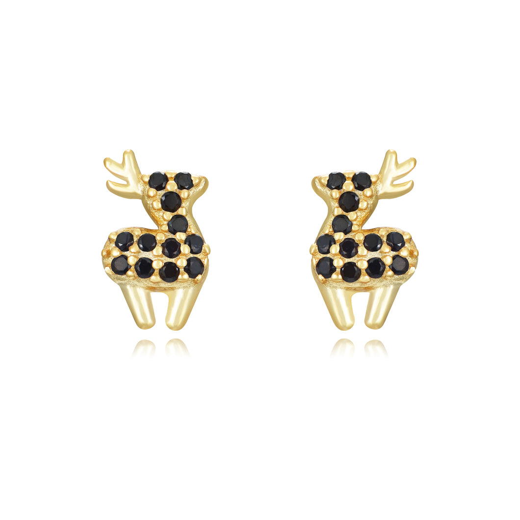 Black Diamond Reindeer - Earrings