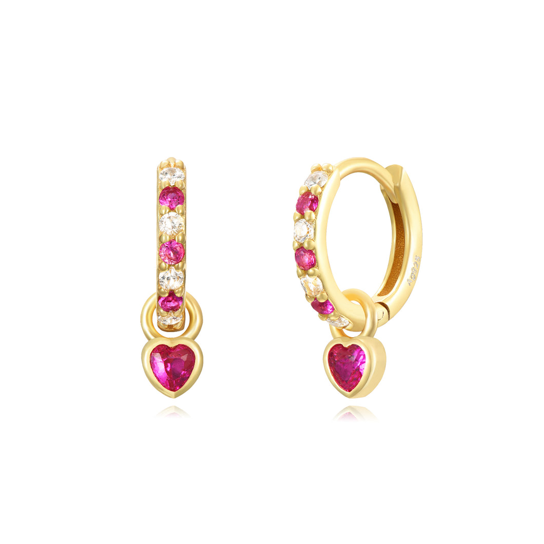 Pink Cute Diamond Hearts - Earrings