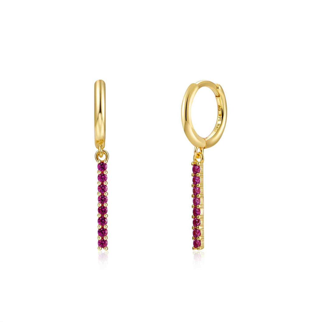 Pink Rectangular Diamond - Earrings