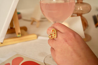 Pink & Orange Diamond Heart - Ring