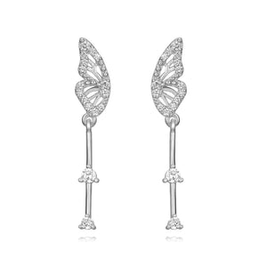 Silver Falling Butterflies - Earrings