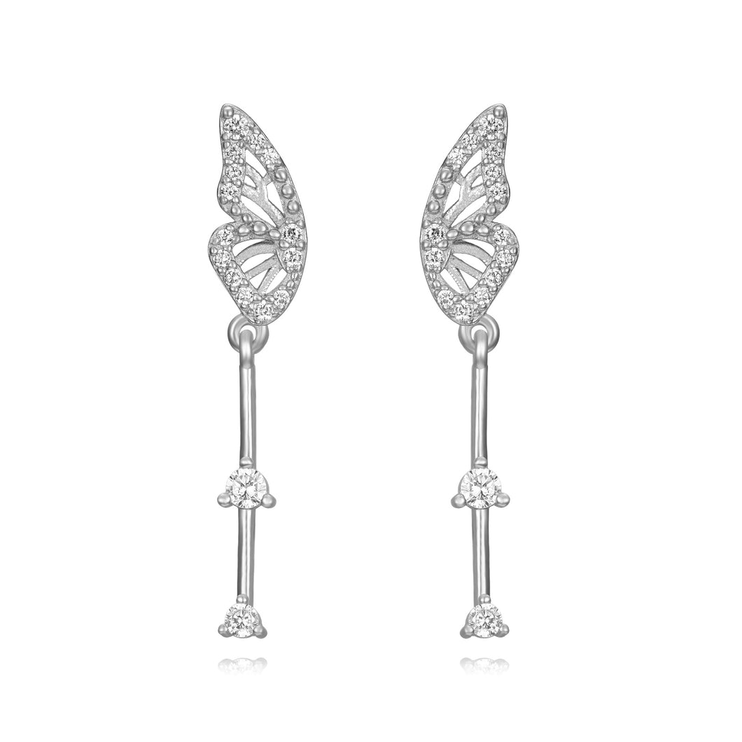 Silver Falling Butterflies - Earrings