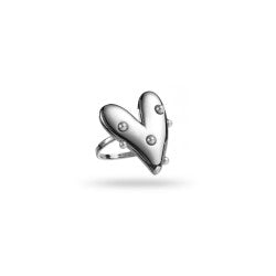 Silver Pearly Heart - Ring