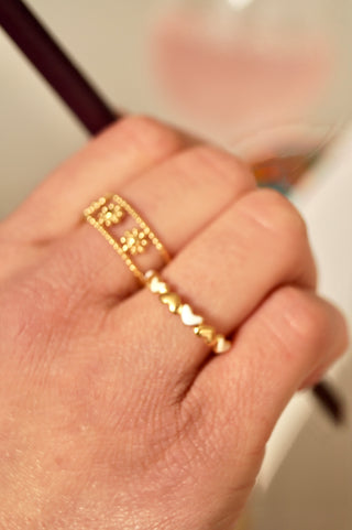 Multi White Hearts - Ring