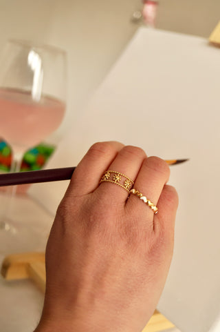 Multi White Hearts - Ring