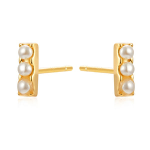 Rectangular Three Pearls - Earrings