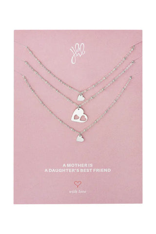 One Silver Mother Daughter Hearts (Mini Heart) - Necklace