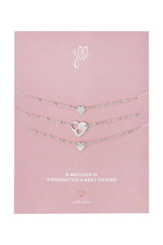 Three Silver Mother Daughter Hearts - Bracelet