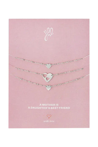 Silver Mother Daughter Hearts ( Double Open Heart) - Bracelet