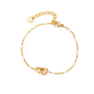 White Connected Hearts - Bracelet