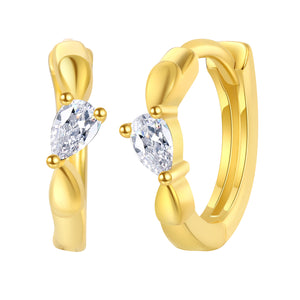 White Single Diamond - Earrings