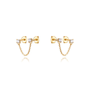 Double Diamond Chain - Earrings