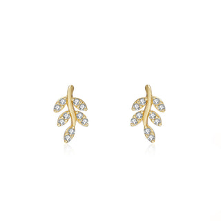 Golden Diamond Leaves - Earrings