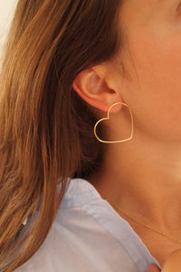 Golden Big Heart - Earrings