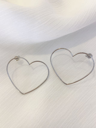Silver Big Heart - Earrings