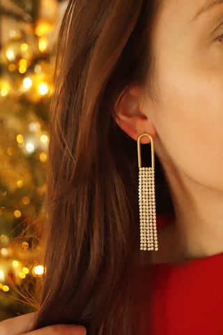 Oval Silver Diamond Strass - Earrings