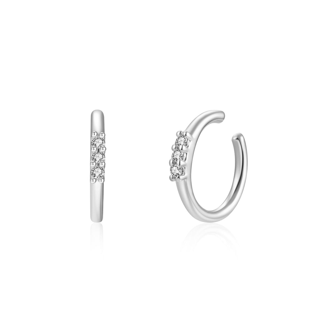 Silver Three Cute Diamonds - Earcuff